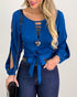 Tie Front Cut Out Tops Women Lace-Up Top Women - ROUTINE FASHION